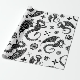 Dragon Black Shape Tattoo Stijl Cadeaupapier