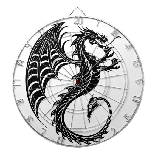 Dragon Black Shape Tattoo Stijl Dartbord (Voorkant)