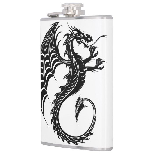 Dragon Black Shape Tattoo Stijl Heupfles (Links)