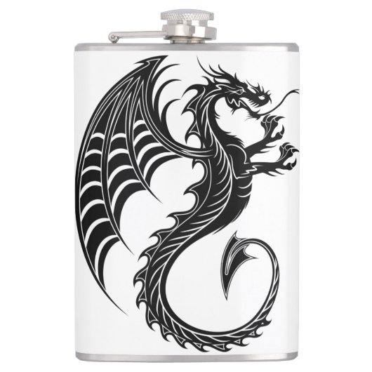 Dragon Black Shape Tattoo Stijl Heupfles (Voorkant)