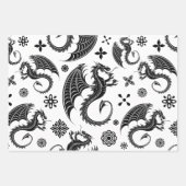 Dragon Black Shape Tattoo Stijl Inpakpapier Vel (Voorkant 3)