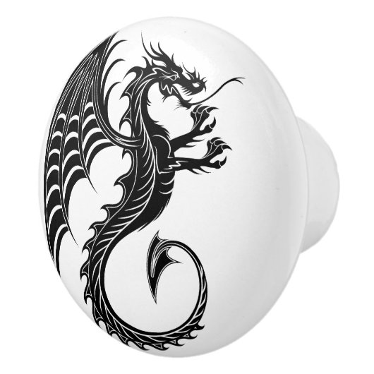 Dragon Black Shape Tattoo Stijl Keramische Knop (Rechts)
