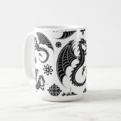Dragon Black Shape Tattoo Stijl Koffiemok (Voorkant links)