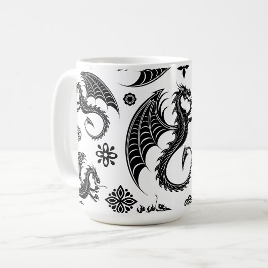 Dragon Black Shape Tattoo Stijl Koffiemok (Voorkant links)