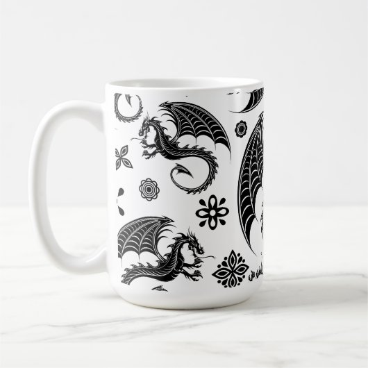 Dragon Black Shape Tattoo Stijl Koffiemok (Links)