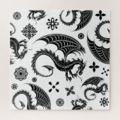 Dragon Black Shape Tattoo Stijl Legpuzzel (Horizontaal)