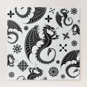 Dragon Black Shape Tattoo Stijl Legpuzzel