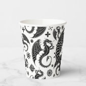 Dragon Black Shape Tattoo Stijl Papieren Bekers (Links)