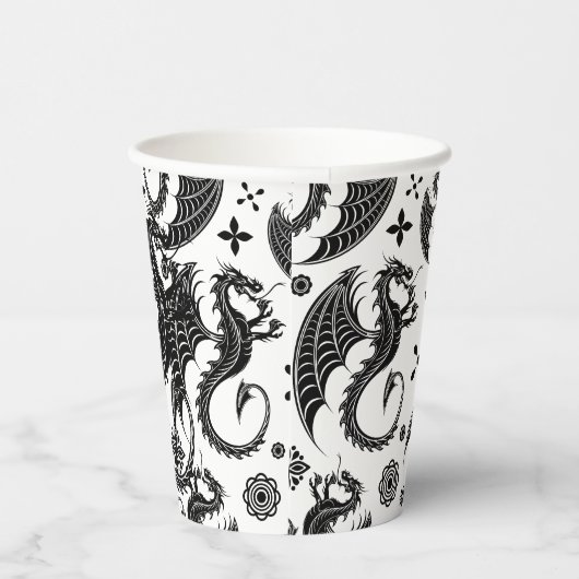 Dragon Black Shape Tattoo Stijl Papieren Bekers (Rechts)
