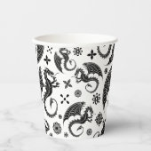 Dragon Black Shape Tattoo Stijl Papieren Bekers (Voorkant)