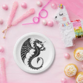Dragon Black Shape Tattoo Stijl Papieren Bordje (Feest)