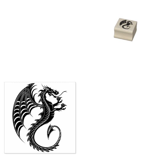 Dragon Black Shape Tattoo Stijl Rubberstempel (Gestempeld)