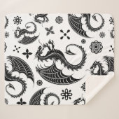 Dragon Black Shape Tattoo Stijl Sherpa Deken (Voorkant (horizontaal))