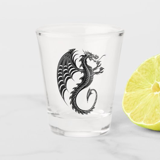 Dragon Black Shape Tattoo Stijl Shot Glas (Voorkant)