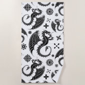 Dragon Black Shape Tattoo Stijl Strandlaken (Voorkant)