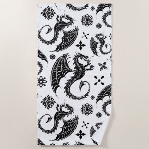 Dragon Black Shape Tattoo Stijl Strandlaken