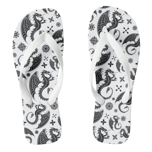 Dragon Black Shape Tattoo Stijl Teenslippers (Voetbed)