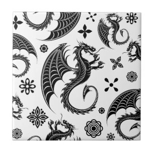 Dragon Black Shape Tattoo Stijl Tegeltje