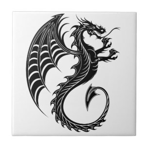 Dragon Black Shape Tattoo Stijl Tegeltje