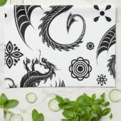 Dragon Black Shape Tattoo Stijl Theedoek (Gevouwen)