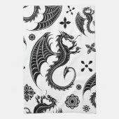 Dragon Black Shape Tattoo Stijl Theedoek (Verticaal)