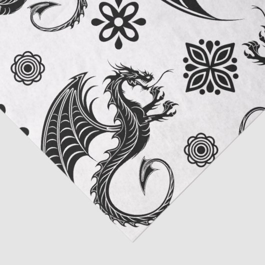 Dragon Black Shape Tattoo Stijl Tissuepapier (Detail)