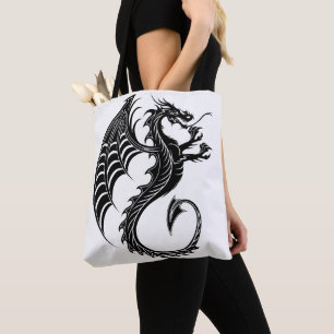 Dragon Black Shape Tattoo Stijl Tote Bag