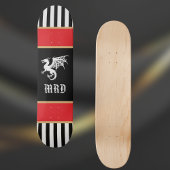 Dragon Black White Striped Monogram w Red Gold  Persoonlijk Skateboard