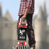 Dragon Black White Striped Monogram w Red Gold  Persoonlijk Skateboard