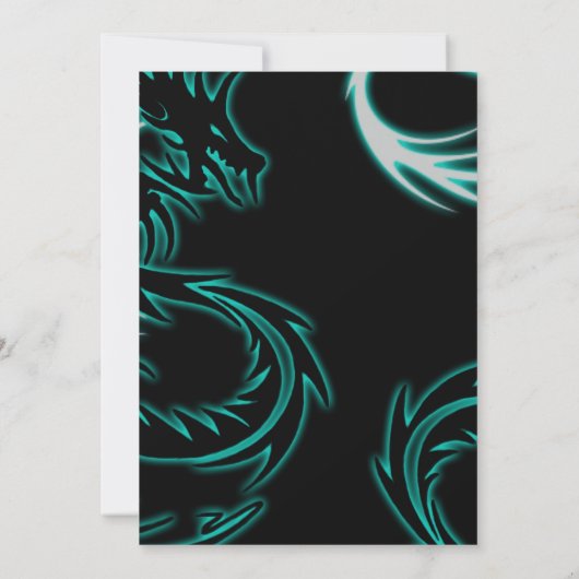 Dragon Blackout UV-feestuitnodigingen Kaart (Achterkant)