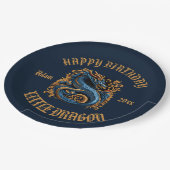 Dragon Blauw en Gouden Verjaardagsfeestje Papieren Bordje (Gekanteld)