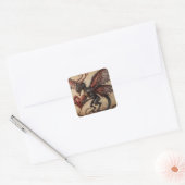 Dragon bloedend hart donkere fantasie vierkante sticker (Envelop)