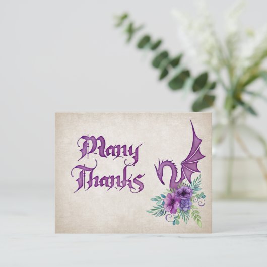 Dragon Bloemen bruiloft Bedankkaart (Staand voorkant)