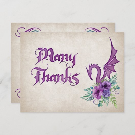 Dragon Bloemen bruiloft Bedankkaart (Voorkant / Achterkant)