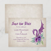 Dragon Bloemen bruiloft Save The Date (Voorkant / Achterkant)