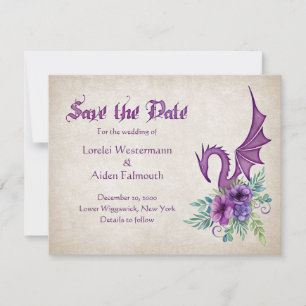 Dragon Bloemen bruiloft Save The Date