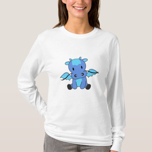 Dragon Blue Fairy Tale Fantasy Cute T-shirt (Voorkant)