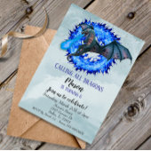 Dragon Blue Fire Serpent Birthday Party Child Kaart