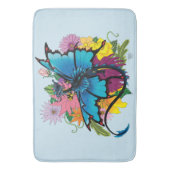 Dragon Blue Vlinder Bloemen Badmat (Voorkant Verticaal)