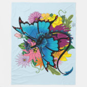 Dragon Blue Vlinder Bloemen Fleece Deken (Voorkant)