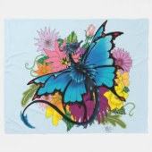 Dragon Blue Vlinder Bloemen Fleece Deken (Voorkant (Horizontaal))