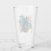 Dragon Blue Vlinder Bloemen Glas (Achterkant)