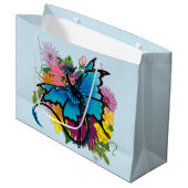 Dragon Blue Vlinder Bloemen Groot Cadeauzakje (Voorkant Gekanteld)