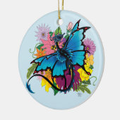 Dragon Blue Vlinder Bloemen Keramisch Ornament (Links)