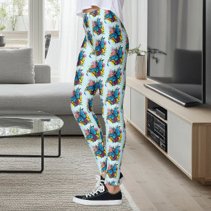 Dragon Blue Vlinder Bloemen Leggings