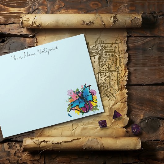Dragon Blue Vlinder Bloemen Notitieblok