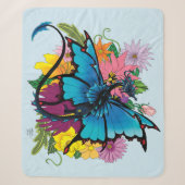 Dragon Blue Vlinder Bloemen Sherpa Deken (Voorkant)