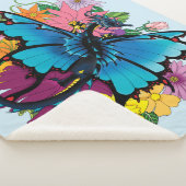 Dragon Blue Vlinder Bloemen Sherpa Deken (3/4)