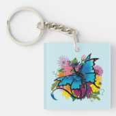 Dragon Blue vlinder bloemen Sleutelhanger (Voorkant)