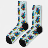 Dragon Blue Vlinder Bloemen Sokken (Links)